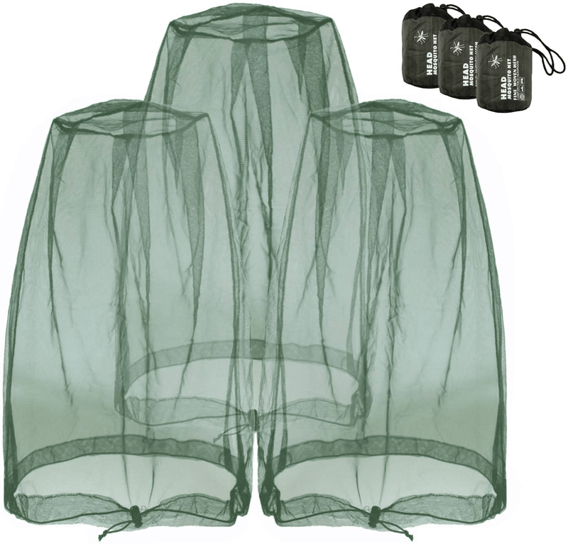 Anvin Mosquito Head Mesh Nets Gnat Face Netting for No See Ums Insects Bugs Gnats Biting Midges from Any Outdoor Activities, Works over Most Hats Comes with Free Stock Pouches (3Pcs, Black) Sporting Goods > Outdoor Recreation > Camping & Hiking > Mosquito Nets & Insect Screens Anvin Navy Green  
