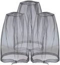 Anvin Mosquito Head Mesh Nets Gnat Face Netting for No See Ums Insects Bugs Gnats Biting Midges from Any Outdoor Activities, Works over Most Hats Comes with Free Stock Pouches (3Pcs, Black)