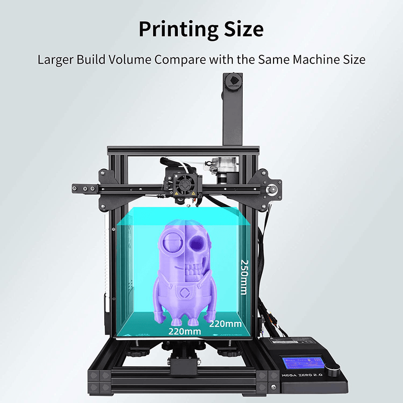 ANYCUBIC 3D Printer, Upgrade Mega Zero 2.0 FDM 3D Printer with Fast Heating, Magnetic Printing Bed and Auxiliary Leveling, Works with TPU/PLA/ABS/HIPS/PETG/WOOD, 8.6(L)x8.6(W)x9.8(H)in Printing Size