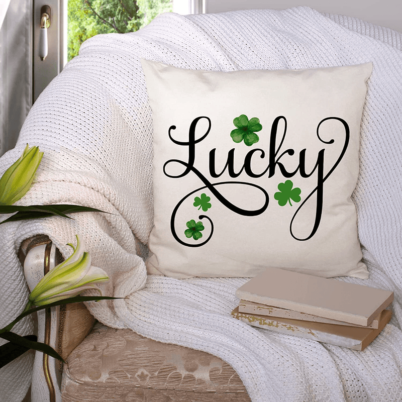 Anydesign St. Patrick'S Day Pillow Cover 18 X 18 Inch Buffalo Check Clover Truck Throw Pillow Case Lucky Home Decorative Pillow Case Farmhouse Cushion Cover for Home Office Sofa, 4 Pack Arts & Entertainment > Party & Celebration > Party Supplies AnyDesign   