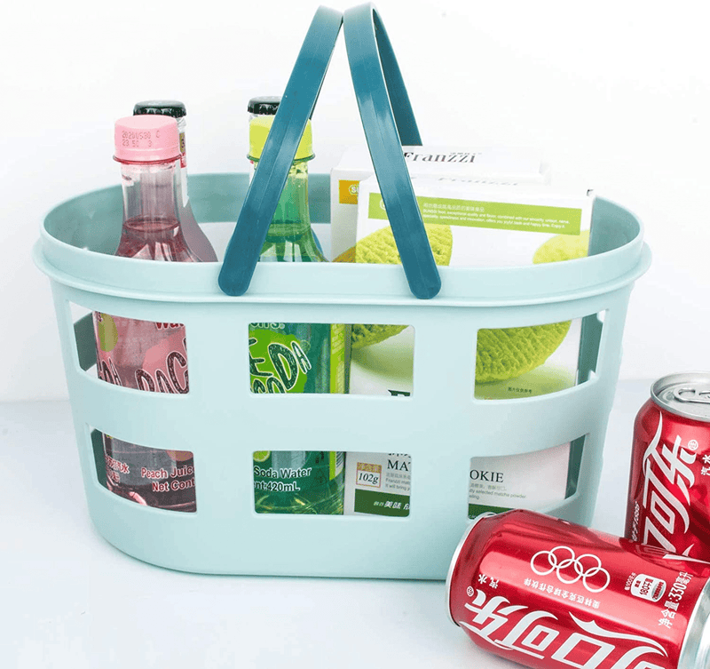 Anyoifax Portable Shower Caddy Tote Plastic Basket with Handle Storage Organizer Bin for Bathroom, Pantry, Kitchen, College Dorm, 12 X 7.7 X 6.7 Inch, Blue Sporting Goods > Outdoor Recreation > Camping & Hiking > Portable Toilets & Showers Anyoifax   
