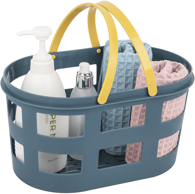 Anyoifax Portable Shower Caddy Tote Plastic Basket with Handle Storage Organizer Bin for Bathroom, Pantry, Kitchen, College Dorm, 12 X 7.7 X 6.7 Inch, Blue Sporting Goods > Outdoor Recreation > Camping & Hiking > Portable Toilets & Showers Anyoifax navy blue  