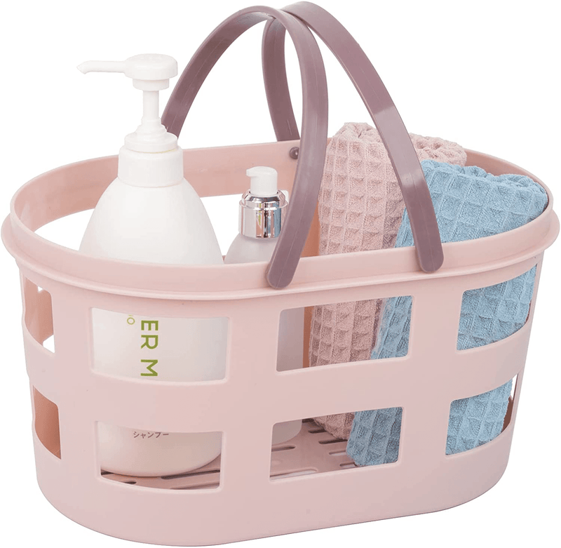 Anyoifax Portable Shower Caddy Tote Plastic Basket with Handle Storage Organizer Bin for Bathroom, Pantry, Kitchen, College Dorm, 12 X 7.7 X 6.7 Inch, Blue Sporting Goods > Outdoor Recreation > Camping & Hiking > Portable Toilets & Showers Anyoifax pink  