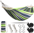 Anyoo Garden Cotton Hammock Comfortable Fabric Hammock with Spreader Bar Durable Hammock Up to 450lbs Portable Lightweight Hammock with Travel Bag,Perfect for Camping Outdoor/Indoor Patio Backyard Home & Garden > Lawn & Garden > Outdoor Living > Hammocks ANYOO Green Blue White  