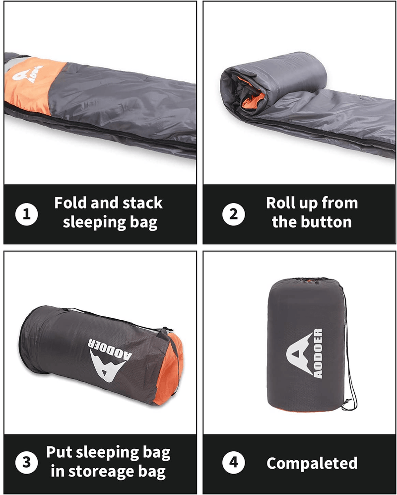 AODOER Sleeping Bag - Sleeping Bag for Adults with Compression Sake - 3 Season Waterproof Camping Sleeping Bags - Portable and Lightweight - Backpack Sleeping Bag