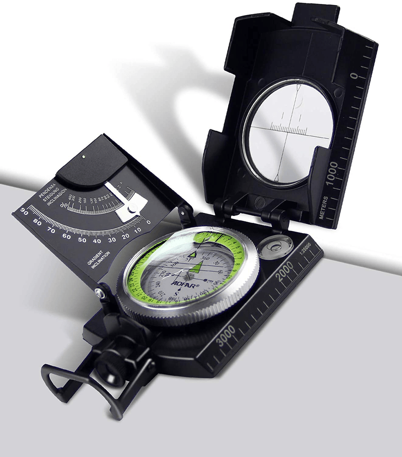 AOFAR AF-4074 Military Compass for Hiking,Lensatic Sighting Waterproof,Durable,Inclinometer for Camping,Boy Scount,Geology Activities Boating Sporting Goods > Outdoor Recreation > Camping & Hiking > Camping Tools AOFAR Black  