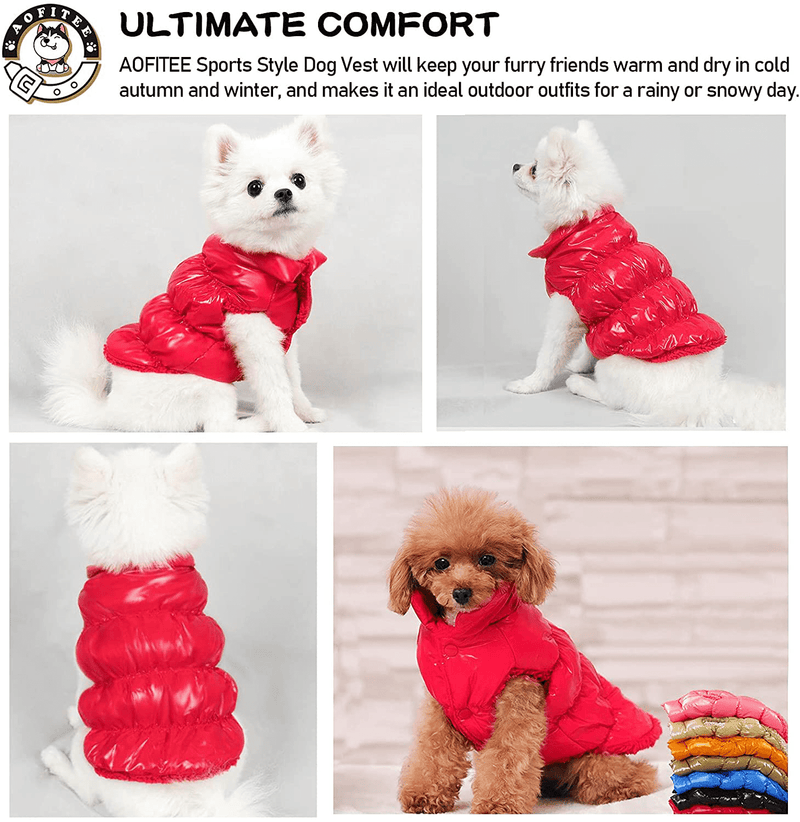 AOFITEE Winter Dog Coat Waterproof Windproof Fleece Puppy Vest, Warm Padded Dogs down Jacket, Lightweight Outdoor Pet Snowsuit Apparel Cold Weather Clothes for Small and Medium Dogs Animals & Pet Supplies > Pet Supplies > Dog Supplies > Dog Apparel AOFITEE   
