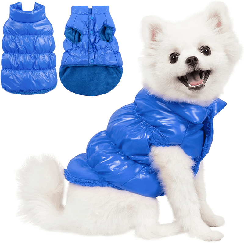AOFITEE Winter Dog Coat Waterproof Windproof Fleece Puppy Vest, Warm Padded Dogs down Jacket, Lightweight Outdoor Pet Snowsuit Apparel Cold Weather Clothes for Small and Medium Dogs