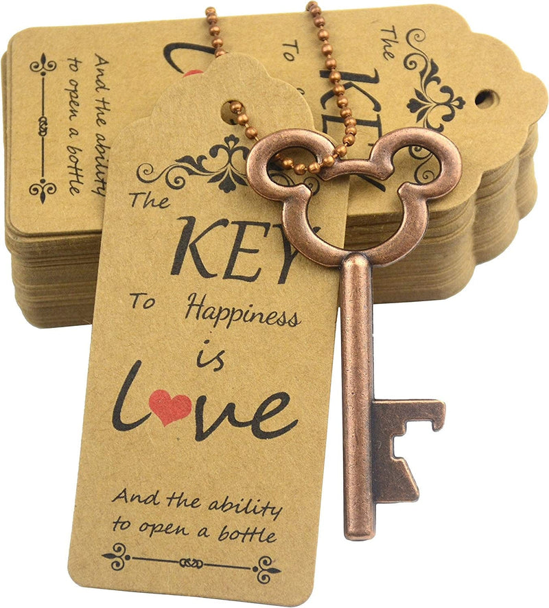 Aokbean 52Pcs Vintage Skeleton Key Bottle Opener Party Favor Wedding Favor Guest Souvenir Gift Set with Escort Thank You Tag Card and Keychain (Antique Copper) Home & Garden > Kitchen & Dining > Barware Aokbean   