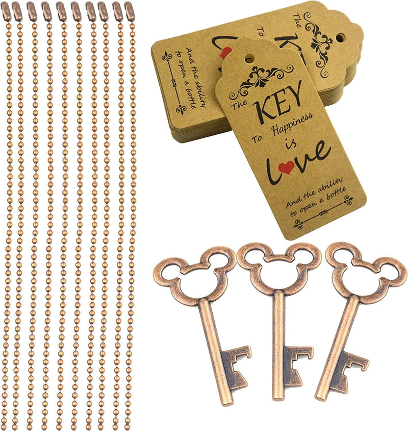 Aokbean 52Pcs Vintage Skeleton Key Bottle Opener Party Favor Wedding Favor Guest Souvenir Gift Set with Escort Thank You Tag Card and Keychain (Antique Copper) Home & Garden > Kitchen & Dining > Barware Aokbean   