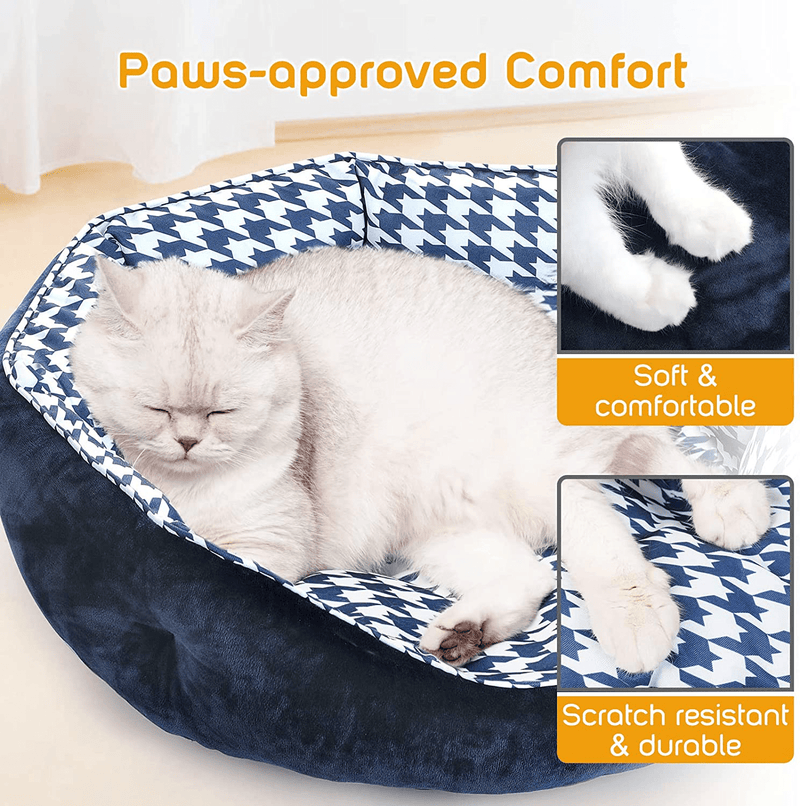 AOKCATS Cat Bed for Indoor Cats, round Double Sided Pet Bed for Small Dogs Kittens, Self Warming Super Soft Calming Small Dogs Flannel Sofa Bed, Machine Washable, Non-Slip Animals & Pet Supplies > Pet Supplies > Cat Supplies > Cat Beds AOKCATS   
