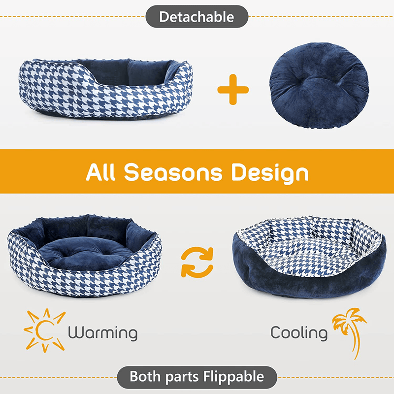 AOKCATS Cat Bed for Indoor Cats, round Double Sided Pet Bed for Small Dogs Kittens, Self Warming Super Soft Calming Small Dogs Flannel Sofa Bed, Machine Washable, Non-Slip