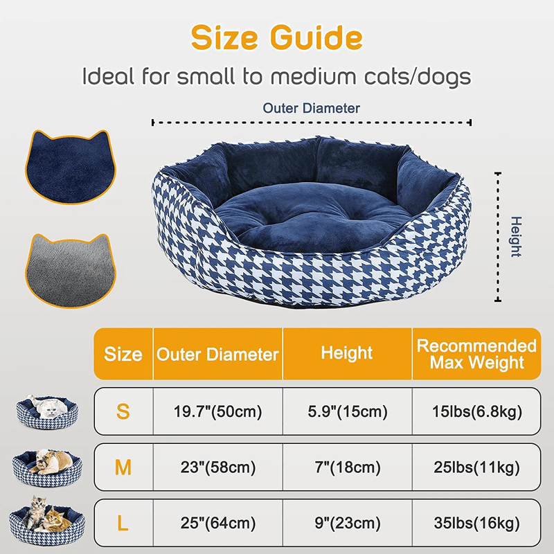 AOKCATS Cat Bed for Indoor Cats, round Double Sided Pet Bed for Small Dogs Kittens, Self Warming Super Soft Calming Small Dogs Flannel Sofa Bed, Machine Washable, Non-Slip Animals & Pet Supplies > Pet Supplies > Cat Supplies > Cat Beds AOKCATS   