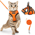 AOKCATS Cat Harness and Leash for Walking Escape Proof, Soft Adjustable Cat Leash and Harness Set with Reflective Strip & Hook and Loop Cat Vest Harness and Leash for Cats Kitten Small Pet Animals & Pet Supplies > Pet Supplies > Cat Supplies > Cat Apparel AOKCATS Orange Small (Pack of 1) 
