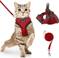 AOKCATS Cat Harness and Leash for Walking Escape Proof, Soft Adjustable Cat Leash and Harness Set with Reflective Strip & Hook and Loop Cat Vest Harness and Leash for Cats Kitten Small Pet Animals & Pet Supplies > Pet Supplies > Cat Supplies > Cat Apparel AOKCATS Red Small (Pack of 1) 