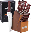 AOKEDA 15-Piece Kitchen Knife Set with Block, Upright Wood Base, Include Sharpener, Kitchen Shears (Ultra-Light Set) Home & Garden > Kitchen & Dining > Kitchen Tools & Utensils > Kitchen Knives AOKEDA 15PCS - Classic  