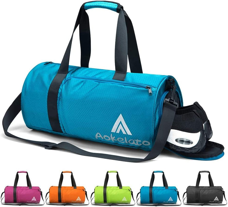 Aokelato Gym Bag,20L Small Sport Duffel Bag, with Shoes Compartment & Wet Pocket,Lightweight Waterproof Weekend Bag,Blue Mudium Home & Garden > Household Supplies > Storage & Organization Aokelato Blue-Medium  