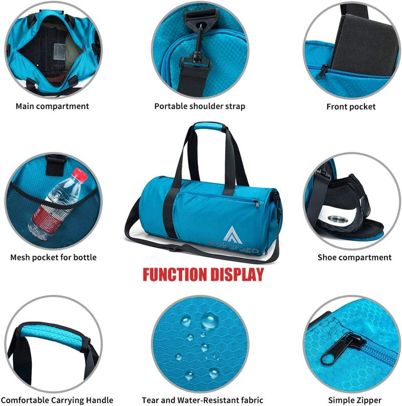 Aokelato Gym Bag,20L Small Sport Duffel Bag, with Shoes Compartment & Wet Pocket,Lightweight Waterproof Weekend Bag,Blue Mudium Home & Garden > Household Supplies > Storage & Organization Aokelato   