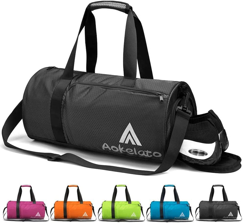Aokelato Gym Bag,20L Small Sport Duffel Bag, with Shoes Compartment & Wet Pocket,Lightweight Waterproof Weekend Bag,Blue Mudium