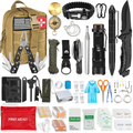 Aokiwo 200Pcs Emergency Survival Kit and First Aid Kit Professional Survival Gear SOS Emergency Tool with Molle Pouch for Camping Adventures
