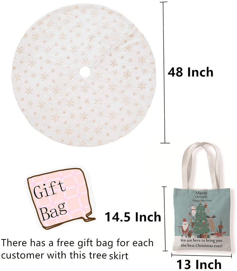 Aophire Christmas Tree Skirt,48 Inch White and Gold Tree Skirt,White Faux Fur with Gold Sequins Snowflake Xmas Tree Mat (White and Gold) Home & Garden > Decor > Seasonal & Holiday Decorations > Christmas Tree Skirts Aophire   