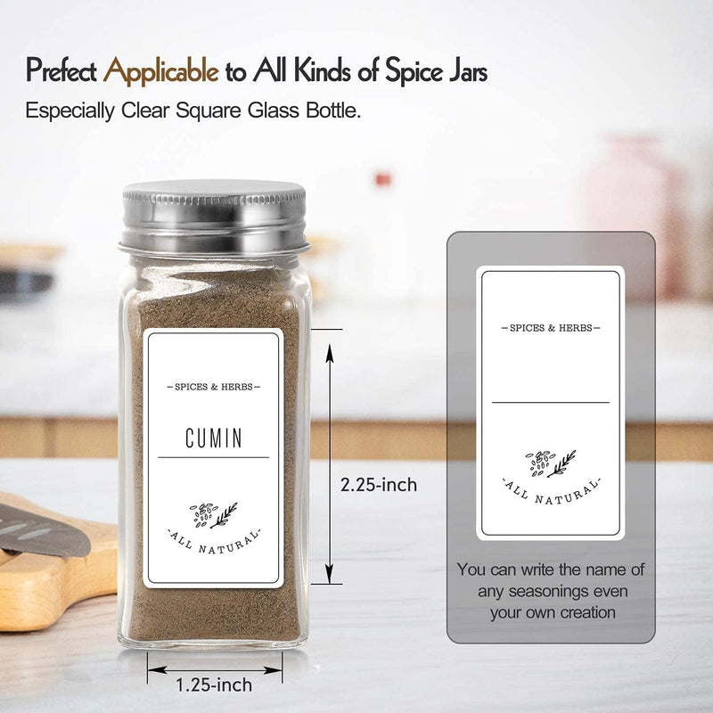AOZITA 24 Pcs Glass Spice Jars with White Printed Spice Labels - 4Oz Empty Square Spice Bottles - Shaker Lids and Airtight Metal Caps - Silicone Collapsible Funnel Home & Garden > Decor > Decorative Jars AOZITA   