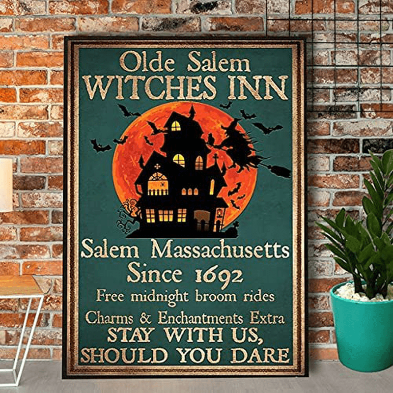 Aperiy Retro Pewter Logo Witch Old Salem Witch Halloween Logo Decoration Wall Bedroom Best Gift for Friends 12x16 inch Arts & Entertainment > Party & Celebration > Party Supplies Aperiy Swin1019 12x16inch 