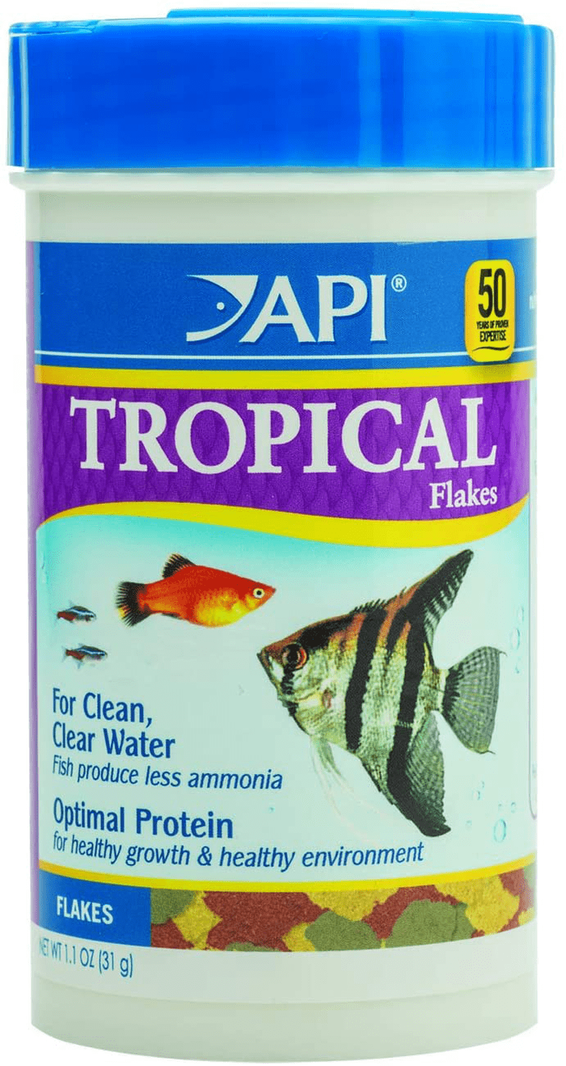 API FISH FOOD FLAKES, Formulated to help fish more readily use nutrients which means less waste and clean, clear water, Feed up to twice a day as much as they'll eat in 5 minutes Animals & Pet Supplies > Pet Supplies > Fish Supplies > Fish Food API Tropical 1.1 Ounce (Pack of 1) 
