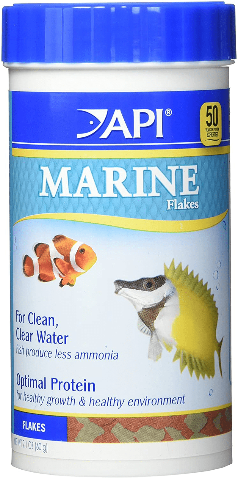 API FISH FOOD FLAKES, Formulated to help fish more readily use nutrients which means less waste and clean, clear water, Feed up to twice a day as much as they'll eat in 5 minutes Animals & Pet Supplies > Pet Supplies > Fish Supplies > Fish Food API Marine 2.1 Ounce (Pack of 1) 