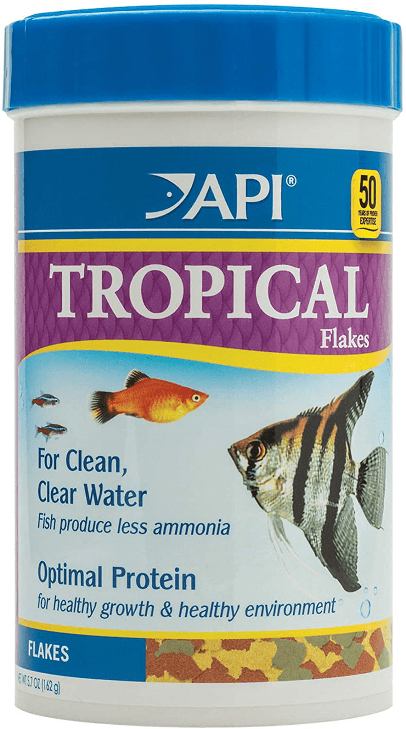 API FISH FOOD FLAKES, Formulated to help fish more readily use nutrients which means less waste and clean, clear water, Feed up to twice a day as much as they'll eat in 5 minutes Animals & Pet Supplies > Pet Supplies > Fish Supplies > Fish Food API Tropical 5.7 Ounce (Pack of 1) 