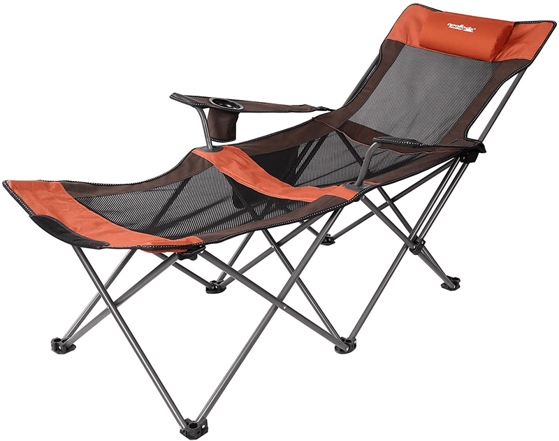 Apollo Walker Folding Camping Chairs Reclining Beach Chairs for Adults Portable Sun Chairs Outdoor Lounger with Carry Bag,For Fishing,Camp,Picnics Sporting Goods > Outdoor Recreation > Camping & Hiking > Camp Furniture apollo walker Orange  