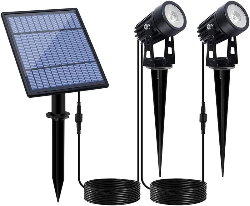 APONUO Led Solar Spotlights 2W Solar Powered Landscape Lights Outdoor Spotlights Low Voltage IP65 Waterproof 16.4Ft Cable Auto On/Off for Outdoor Garden Yard Landscape Downlight Warm White Home & Garden > Lighting > Flood & Spot Lights APONUO White 2-IN-1 