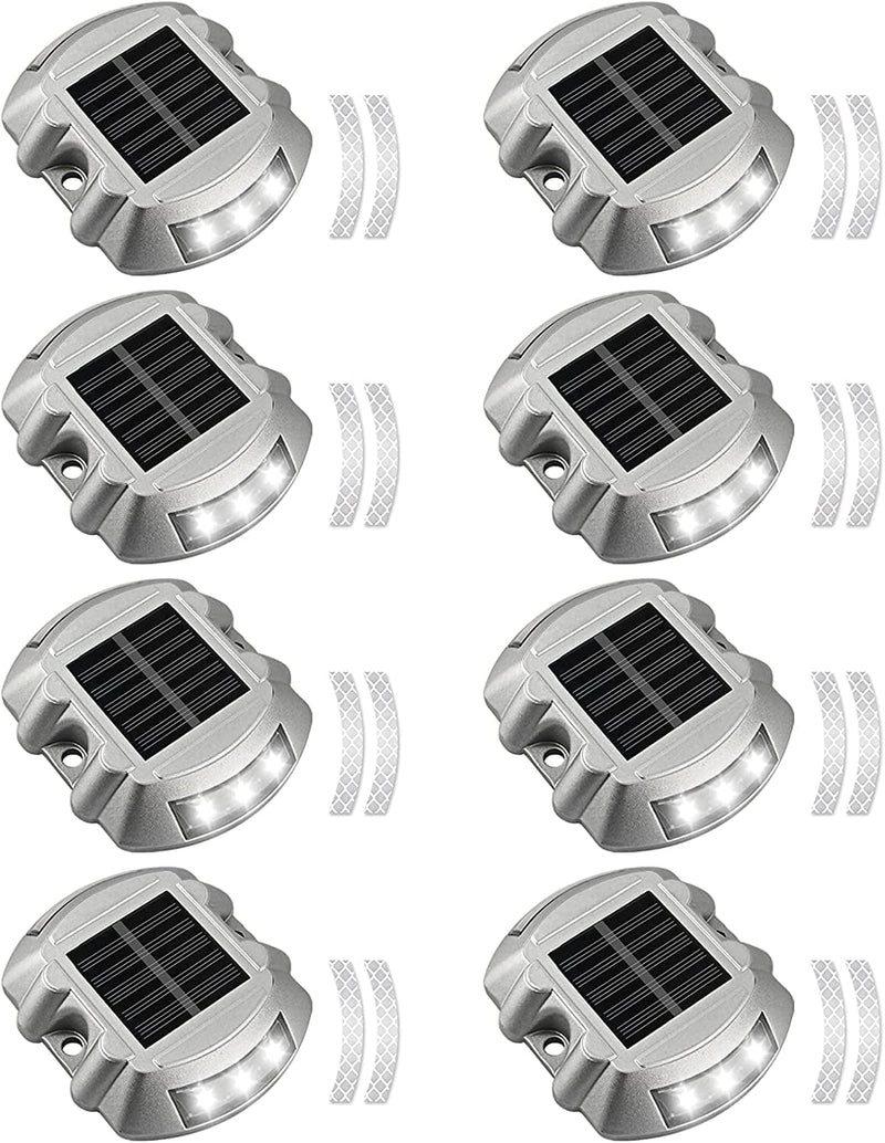APONUO Solar Driveway Lights, Solar Dock Lights Outdoor Driveway Lighting IP67 Waterproof Outdoor Boat Dock Lamp for Driveway Stair Pathway Deck Cool White （8 Packs） Home & Garden > Lighting > Lamps APONUO White 8pack 