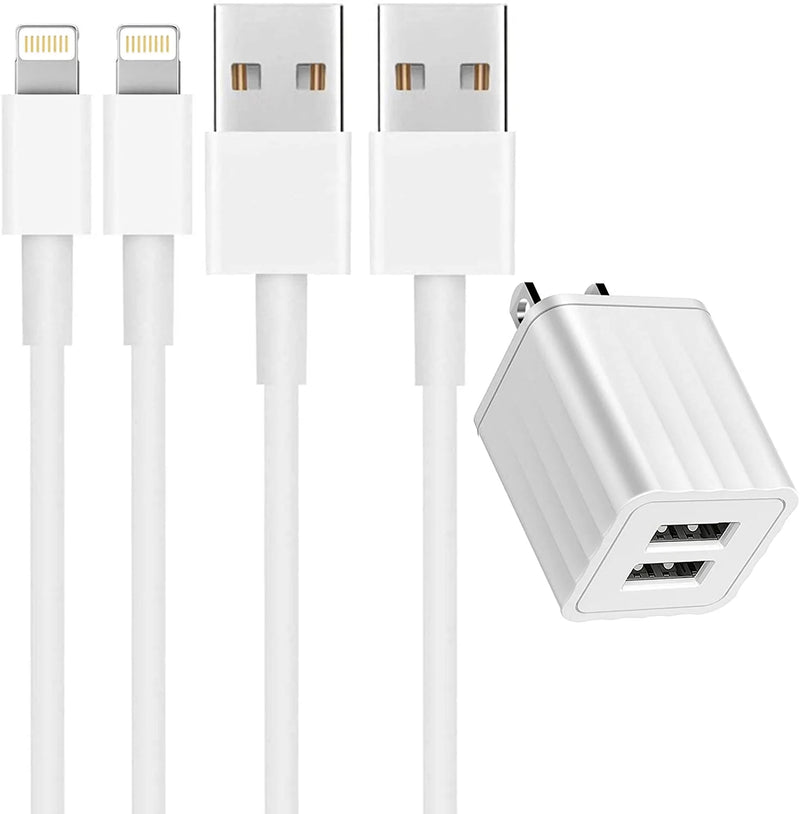 [Apple MFi Certified] iPhone Charger, Veetone 2 Pack 6FT Lightning to USB Fast Charging Data Sync Transfer Cord & Dual Port USB Wall Charger Plug Compatible with iPhone 12/12 Pro/11/XS/XR/X 8 7 6/iPad Electronics > Electronics Accessories > Power > Power Adapters & Chargers Veetone Default Title  
