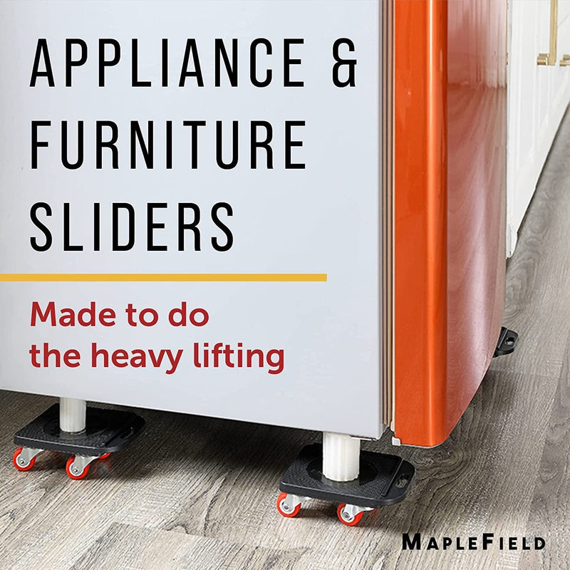 Appliance Slider Set with Leverage Arm - Heavy Duty Furniture Sliders for Redecorating or Cleaning - Protective Furniture Movers with Wheels - 660Lb Capacity Moving Tool - Appliance Rollers [4 Count] Home & Garden > Household Supplies > Household Cleaning Supplies Maplefield   
