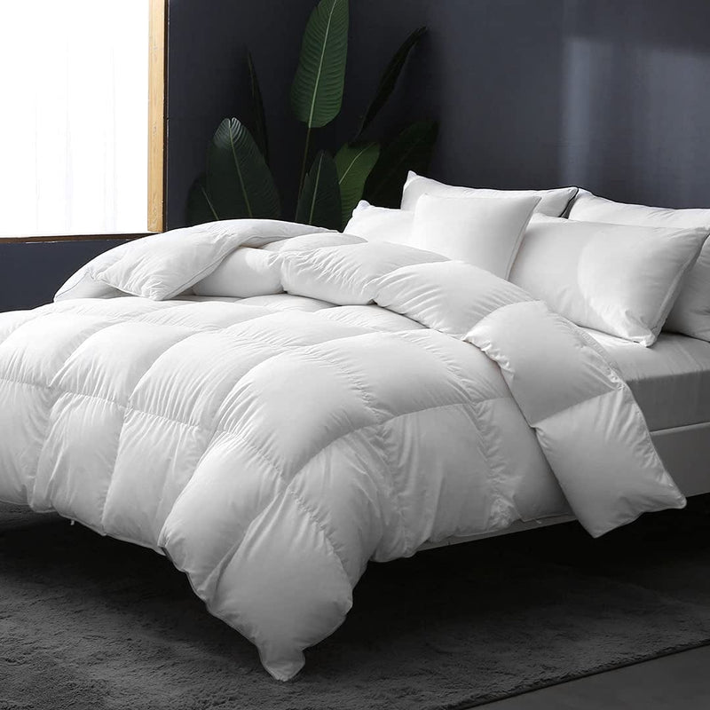 APSMILE All Season Goose Feather down Comforter King Size - Ultra-Soft 750 Fill-Power Hotel Collection Duvet Insert Fluffy Medium Warm Quilt Comforter with Corner Tabs(106X90, White) Home & Garden > Linens & Bedding > Bedding > Quilts & Comforters APSMILE   