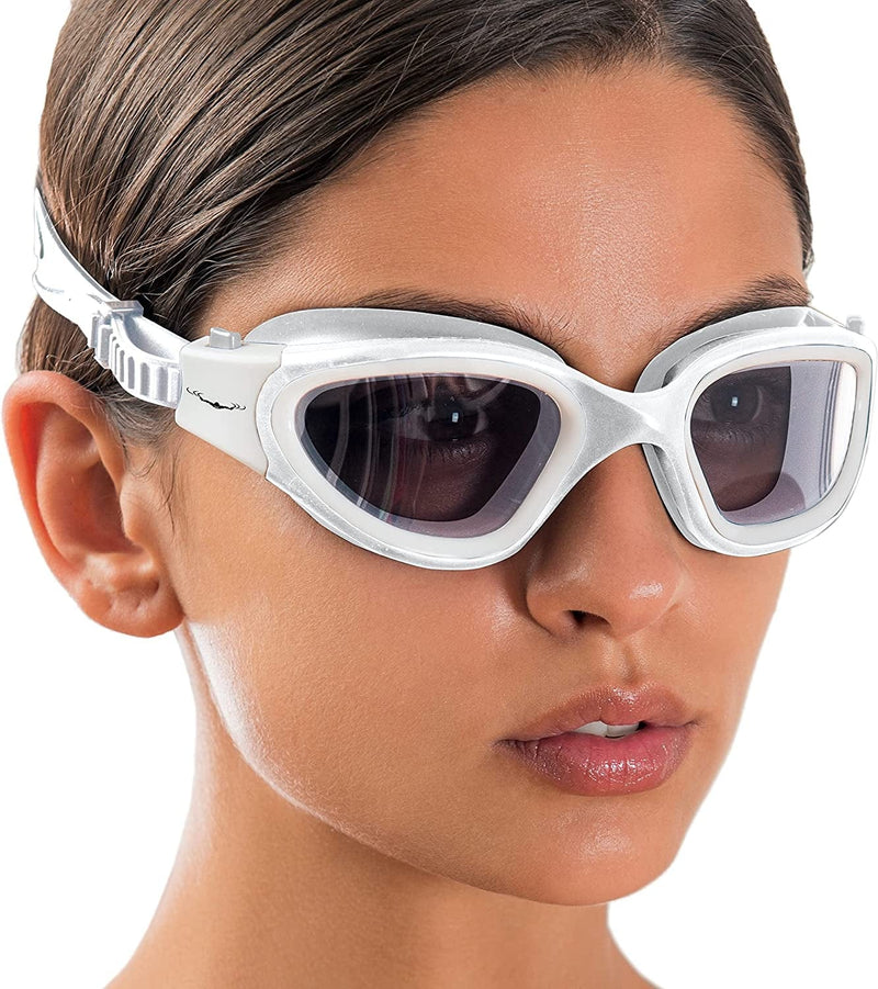 Aqtivaqua DX Swim Goggles Photochromic or Polarized Lenses // Swimming Workouts - Open Water // Indoor - Outdoor Line Sporting Goods > Outdoor Recreation > Boating & Water Sports > Swimming > Swim Goggles & Masks AqtivAqua All White Goggles + Silver Case Polarized 