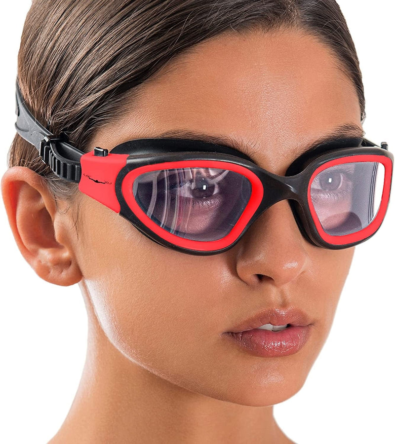 Aqtivaqua DX Swim Goggles Photochromic or Polarized Lenses // Swimming Workouts - Open Water // Indoor - Outdoor Line Sporting Goods > Outdoor Recreation > Boating & Water Sports > Swimming > Swim Goggles & Masks AqtivAqua Red Goggles + Red Case Photochromic 