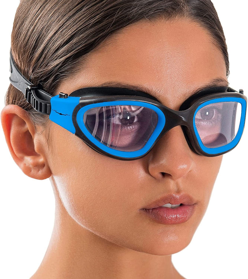Aqtivaqua DX Swim Goggles Photochromic or Polarized Lenses // Swimming Workouts - Open Water // Indoor - Outdoor Line Sporting Goods > Outdoor Recreation > Boating & Water Sports > Swimming > Swim Goggles & Masks AqtivAqua Blue Goggles + Blue Case Photochromic 
