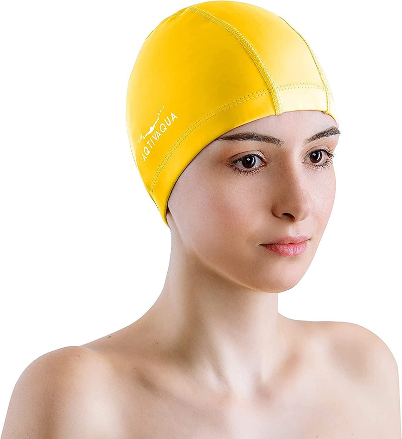 Aqtivaqua Spandex Swim Cap with Protective Layer // Swimming Caps for Adult Men Women Sporting Goods > Outdoor Recreation > Boating & Water Sports > Swimming > Swim Caps AqtivAqua   