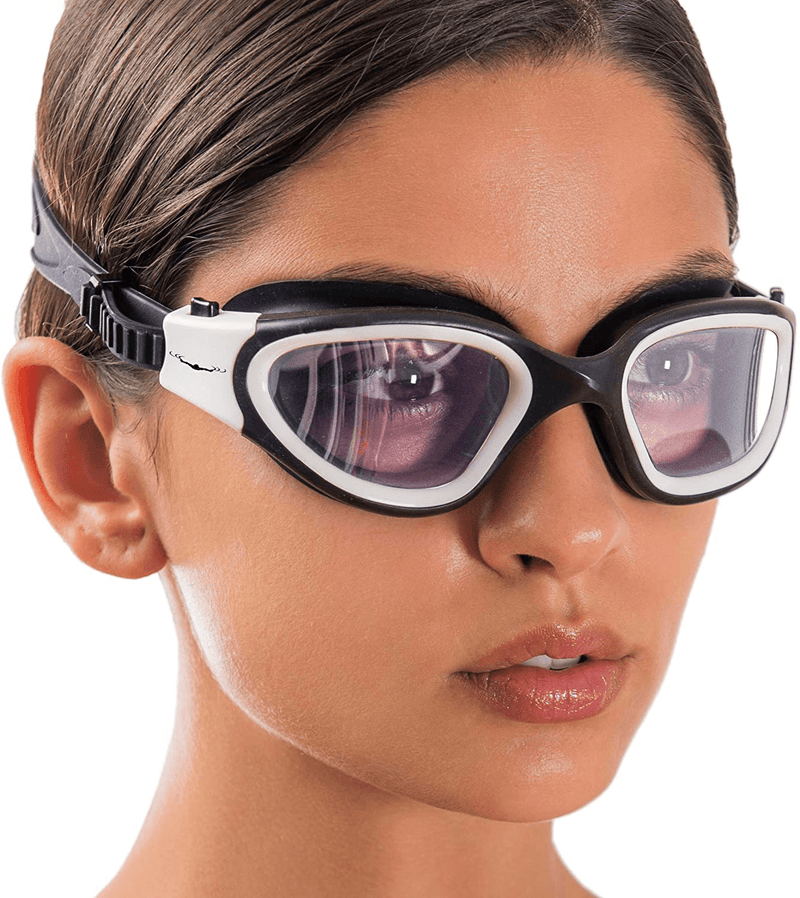AqtivAqua Wide View Swimming Goggles // Swim Workouts - Open Water // Indoor - Outdoor Line Sporting Goods > Outdoor Recreation > Boating & Water Sports > Swimming > Swim Goggles & Masks AqtivAqua White Goggles + Black Case Clear 