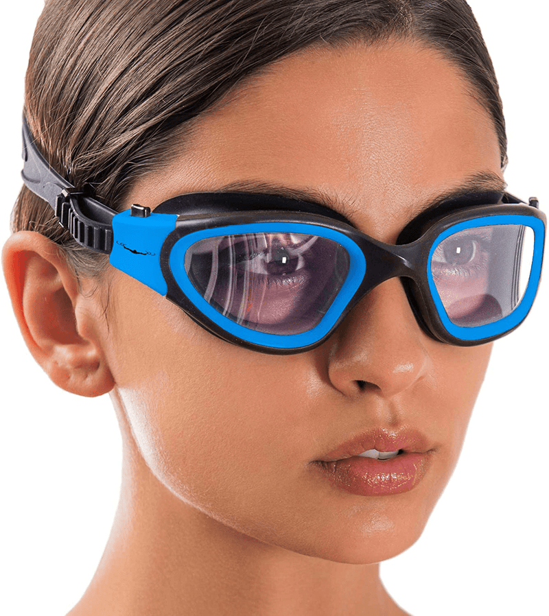 AqtivAqua Wide View Swimming Goggles // Swim Workouts - Open Water // Indoor - Outdoor Line Sporting Goods > Outdoor Recreation > Boating & Water Sports > Swimming > Swim Goggles & Masks AqtivAqua Blue Goggles + Blue Case Clear 