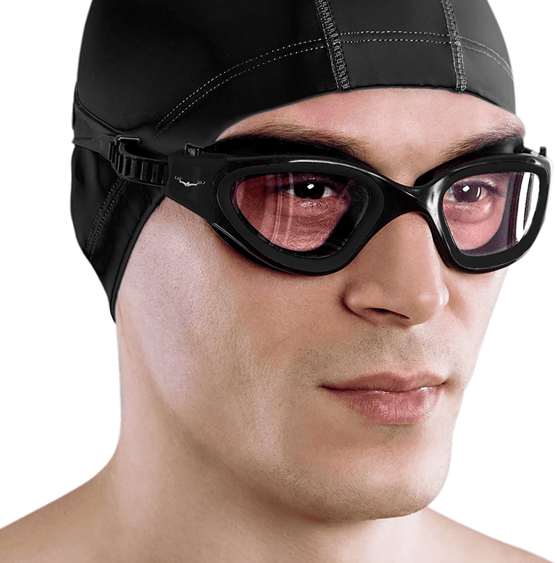 AqtivAqua Wide View Swimming Goggles // Swim Workouts - Open Water // Indoor - Outdoor Line Sporting Goods > Outdoor Recreation > Boating & Water Sports > Swimming > Swim Goggles & Masks AqtivAqua All Black Goggles + Silver Case Clear 