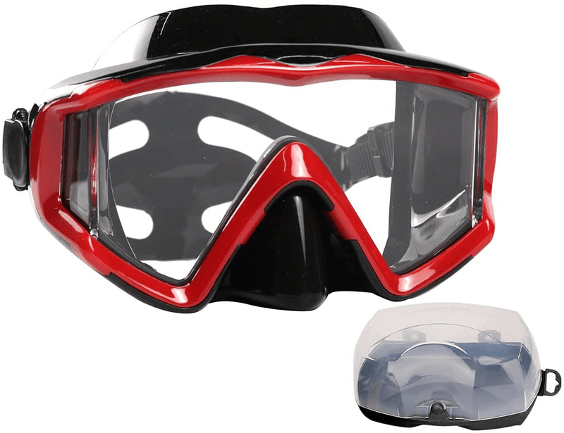 AQUA A DIVE SPORTS Diving mask Anti-Fog Swimming Snorkel mask Suitable for Adults Scuba Dive Swim Snorkeling Goggles Masks Sporting Goods > Outdoor Recreation > Boating & Water Sports > Swimming > Swim Goggles & Masks AQUA A DIVE SPORTS red  
