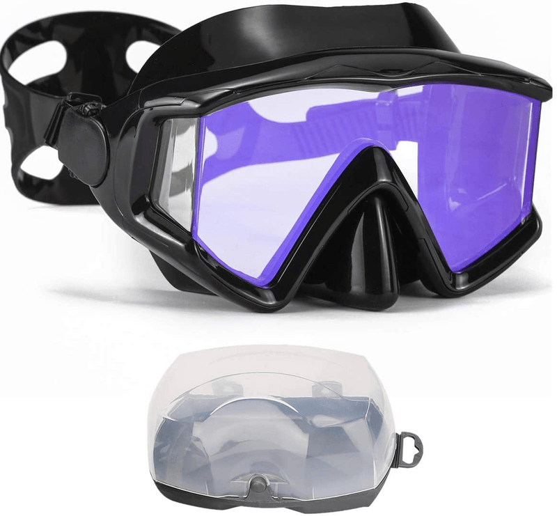 AQUA A DIVE SPORTS Diving mask Anti-Fog Swimming Snorkel mask Suitable for Adults Scuba Dive Swim Snorkeling Goggles Masks Sporting Goods > Outdoor Recreation > Boating & Water Sports > Swimming > Swim Goggles & Masks AQUA A DIVE SPORTS Black (lens blue)  