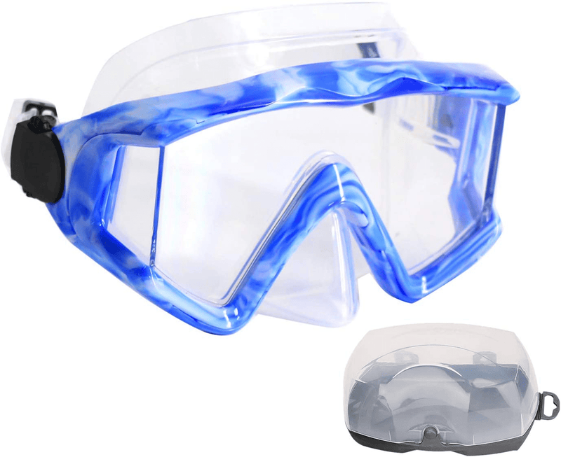 AQUA A DIVE SPORTS Diving mask Anti-Fog Swimming Snorkel mask Suitable for Adults Scuba Dive Swim Snorkeling Goggles Masks Sporting Goods > Outdoor Recreation > Boating & Water Sports > Swimming > Swim Goggles & Masks AQUA A DIVE SPORTS blue-white  