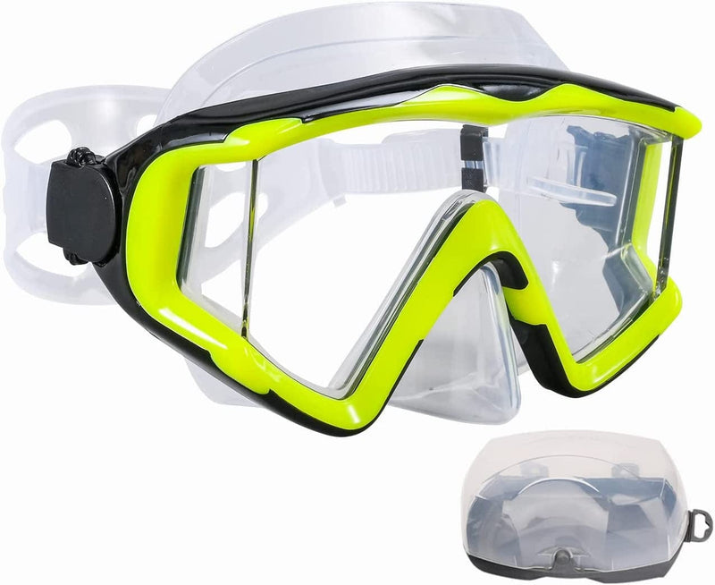 AQUA a DIVE SPORTS Diving Mask Anti-Fog Swimming Snorkel Mask Suitable for Adults Scuba Dive Swim Snorkeling Goggles Masks Sporting Goods > Outdoor Recreation > Boating & Water Sports > Swimming > Swim Goggles & Masks AQUA A DIVE SPORTS Yellow transparent  