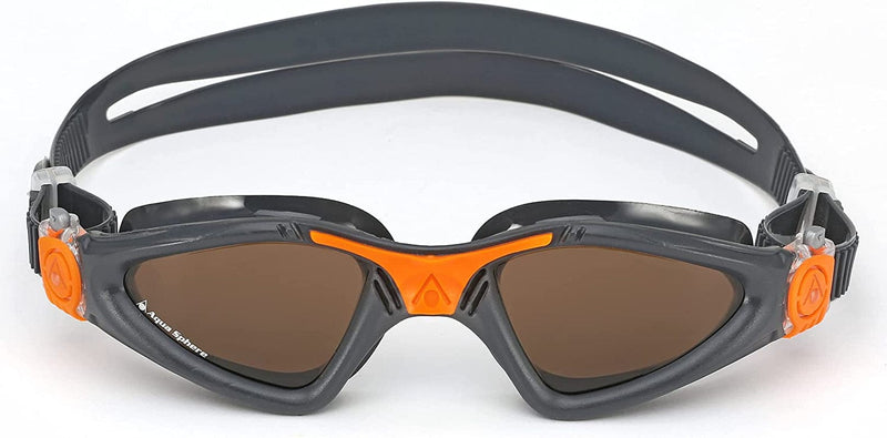 Aqua Sphere Kayenne Adult Swim Goggles - 180-Degree Distortion Free Vision, Ideal for Active Pool or Open Water Swimmers Sporting Goods > Outdoor Recreation > Boating & Water Sports > Swimming > Swim Goggles & Masks Aqua Sphere Gray & Orange Brown 
