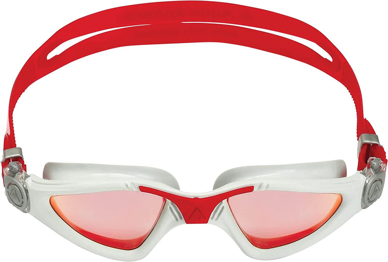 Aqua Sphere Kayenne Adult Swim Goggles - 180-Degree Distortion Free Vision, Ideal for Active Pool or Open Water Swimmers Sporting Goods > Outdoor Recreation > Boating & Water Sports > Swimming > Swim Goggles & Masks Aqua Sphere Gray & Red Red Titanium Mirror 