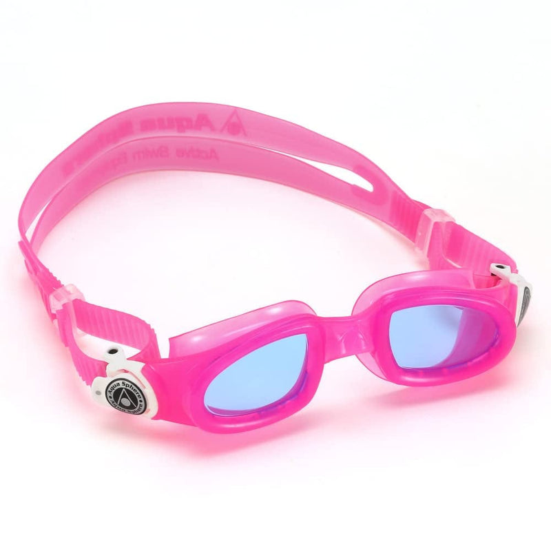 Aqua Sphere Moby Kids Swim Goggles - Comfort & Quality for the Beginning Swimmer, Easy Adjust Buckles | Unisex Children, Ages 3+, Blue Lens, Pink/White Frame,One Size,Ep3090209Lb Sporting Goods > Outdoor Recreation > Boating & Water Sports > Swimming > Swim Goggles & Masks Aqua Sphere   
